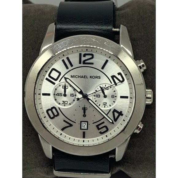 Michael Kors MK8290 Men\'s Black Leather Analog Sil main image 11